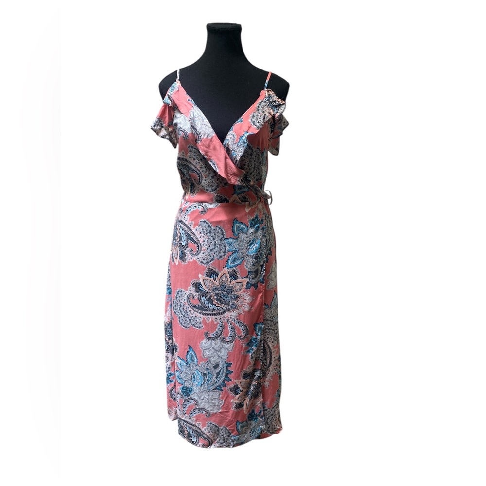 Available by Angela Chic Floral Wrap Midi Dress NWT S